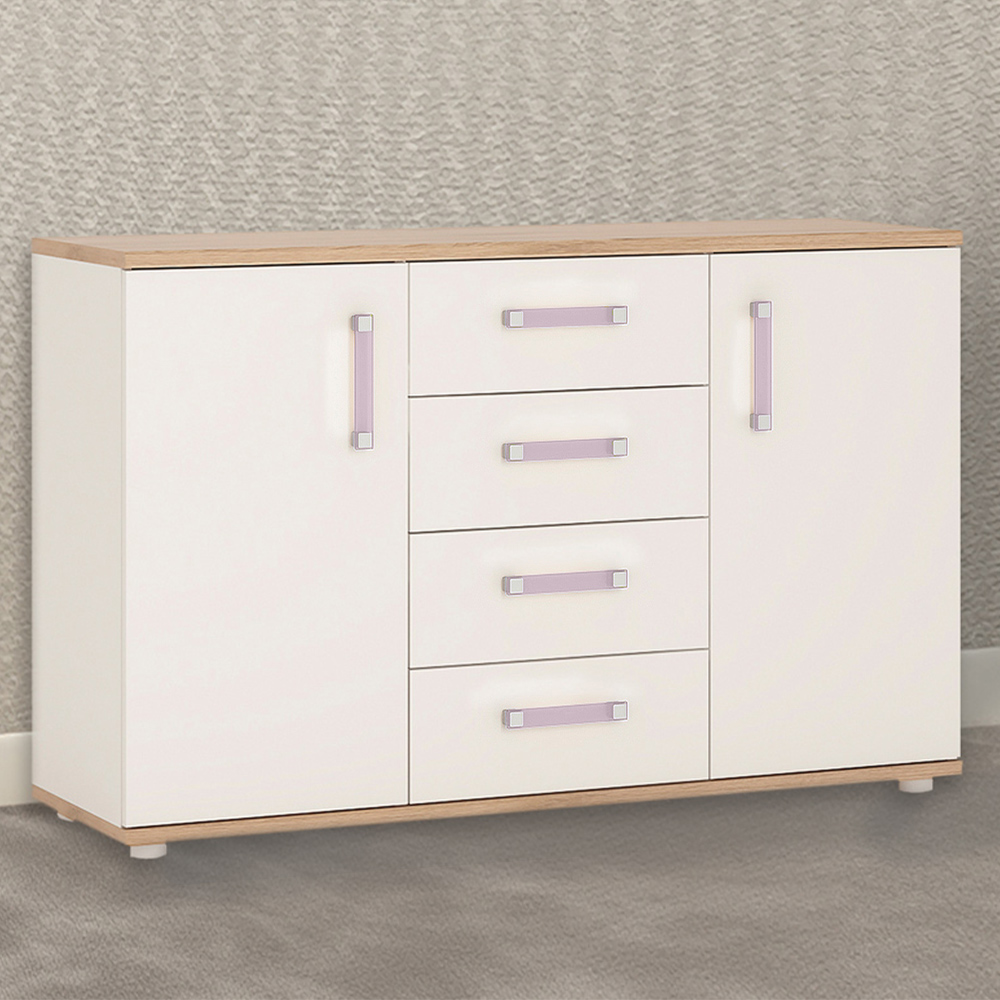 Florence 4KIDS 2 Door 4 Drawer Sideboard with Lilac Handles Image 1
