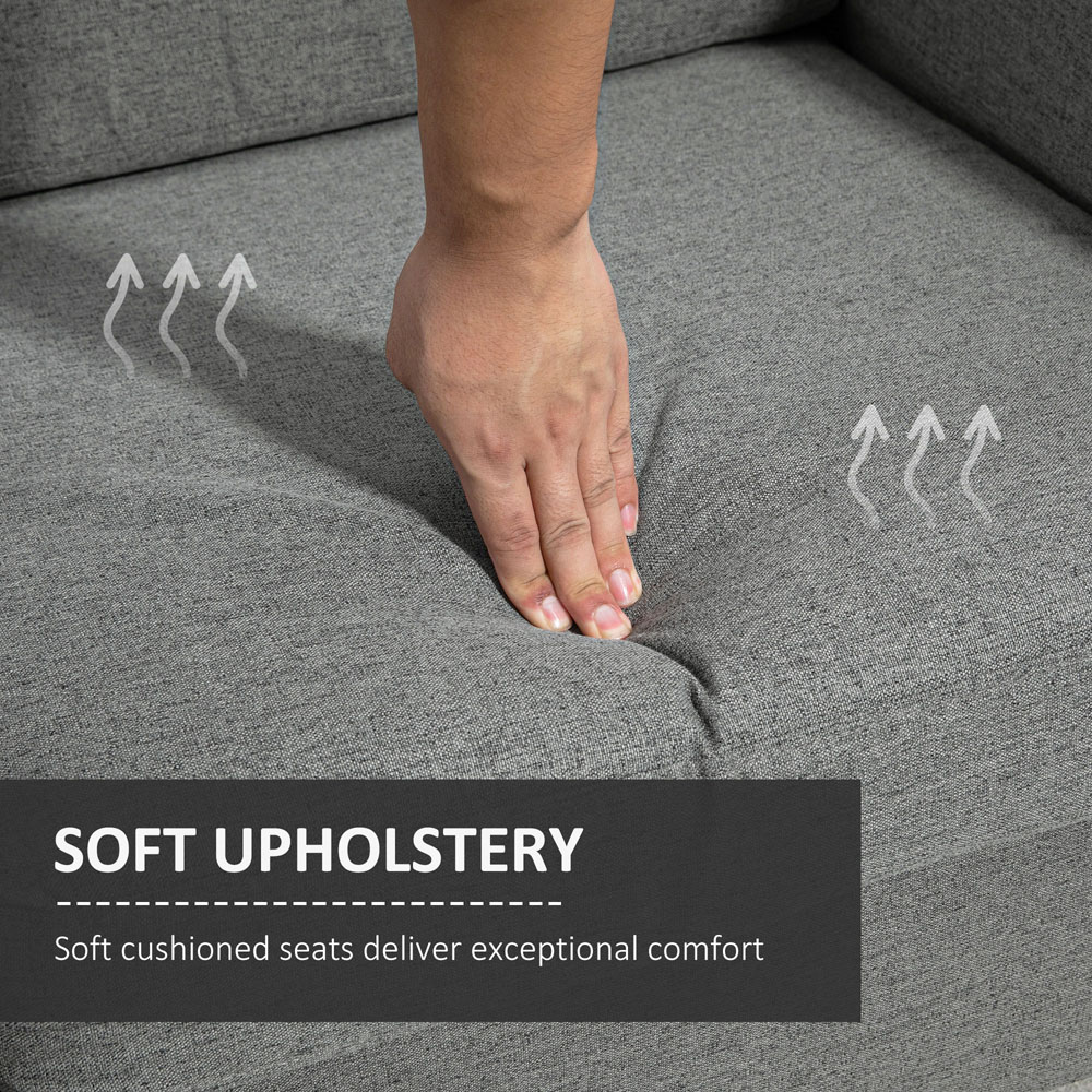 Portland 2 Seater Grey Linen Loveseat Sofa Image 4