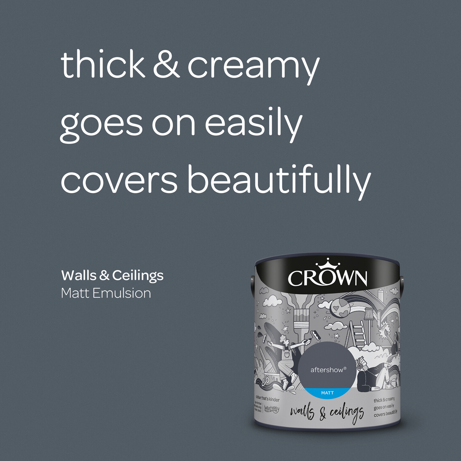 Crown Wall and Ceilings Aftershow Matt Emulsion 2.5L Image 9
