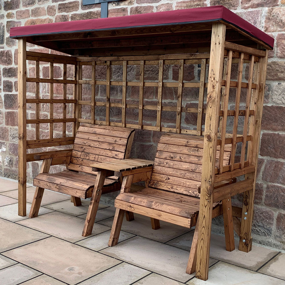Charles Taylor Henley 2 Seater Arbour with Burgundy Roof Cover Image 1