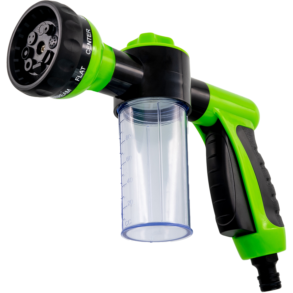 wilko Green 8 Mode Garden Hose Spray Gun with Anti-Slip Handle Image 1