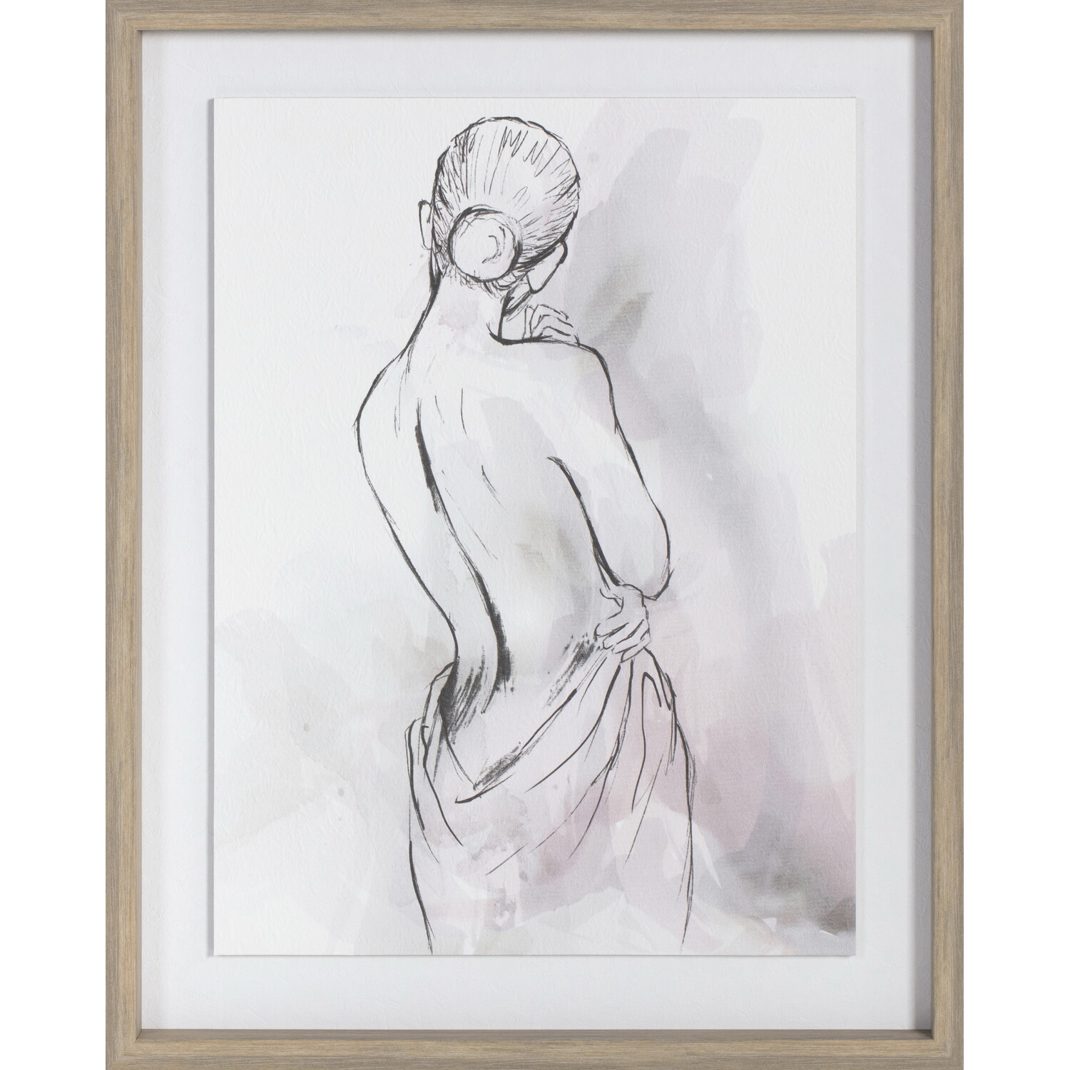 Watercolour Effect Nude Framed Art Image 2