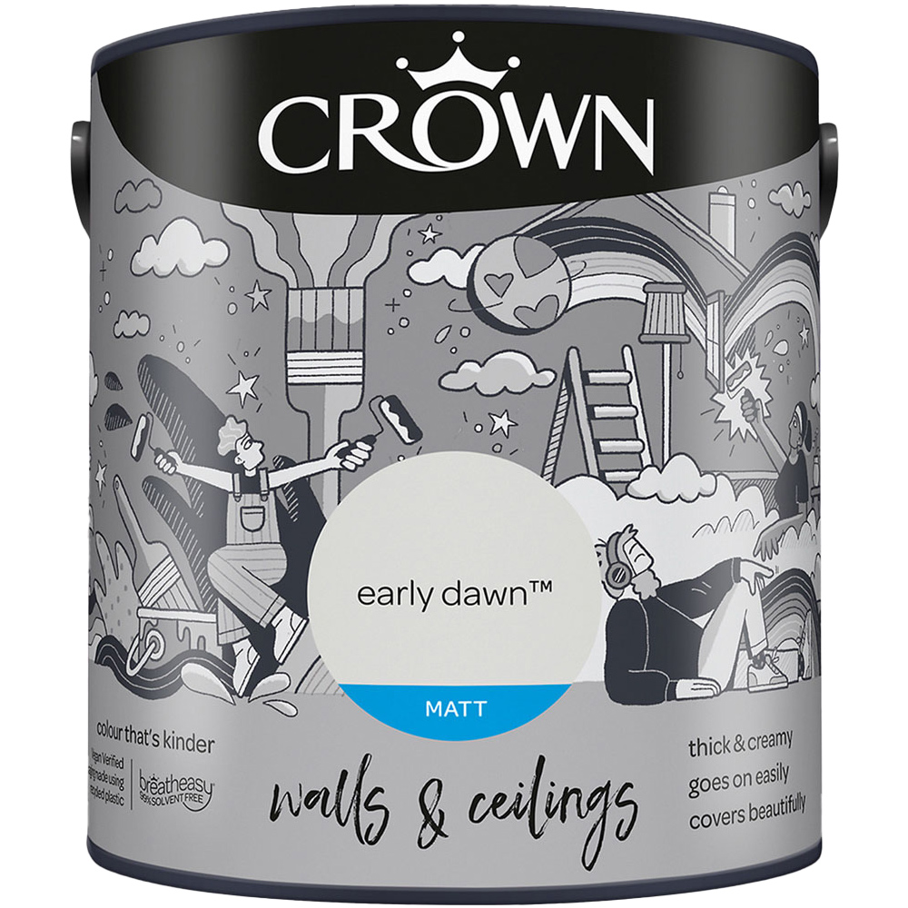 Crown Walls & Ceilings Early Dawn Matt Emulsion Paint 2.5L Image 2