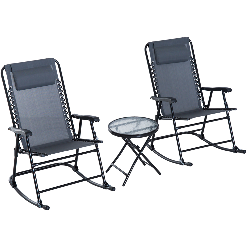 Outsunny 2 Seater Grey Steel Bistro Set Image 2