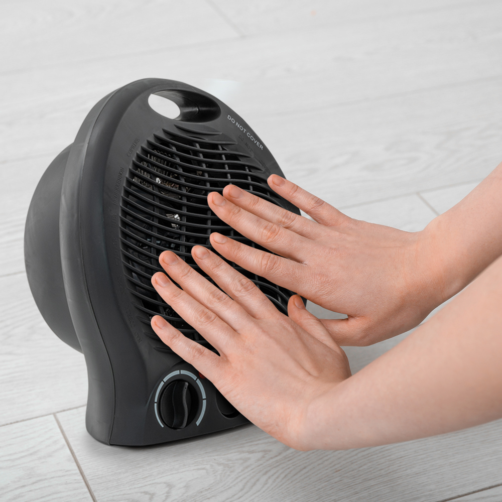 Black Upright Portable Heater with 2 Heat Settings Image 7