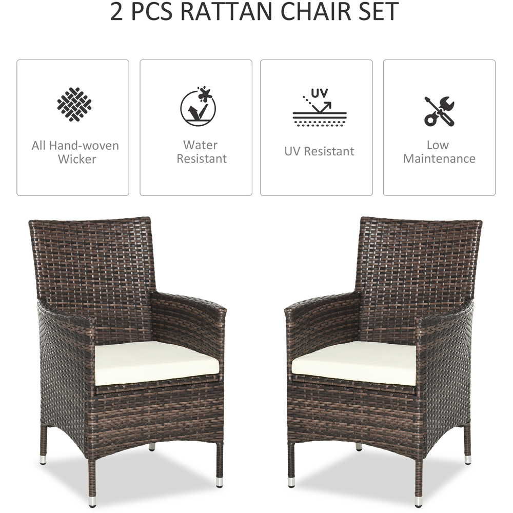 Outsunny Set of 2 Rattan Arm Chairs Image 4