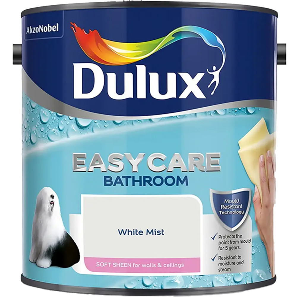 Dulux Easycare Bathroom White Mist Soft Sheen Paint 2.5L Image 2