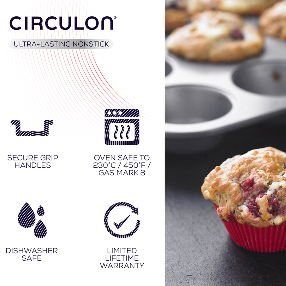 Circulon Momentum Nonstick Steel Bakeware Set of 3 with 12 Cup Muffin Tin Image 6
