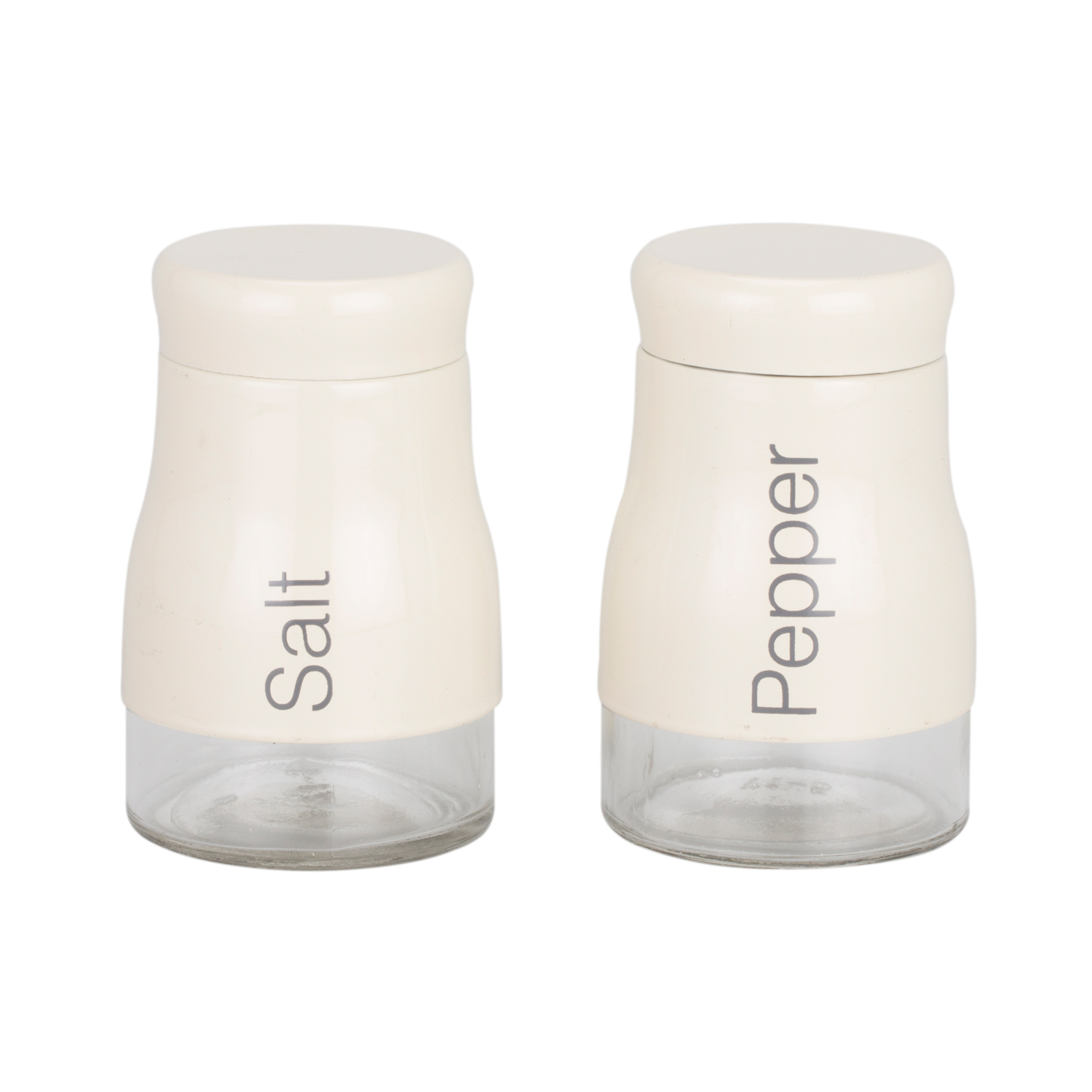 Stainless Steel and Glass Salt & Pepper Set - Cream Image
