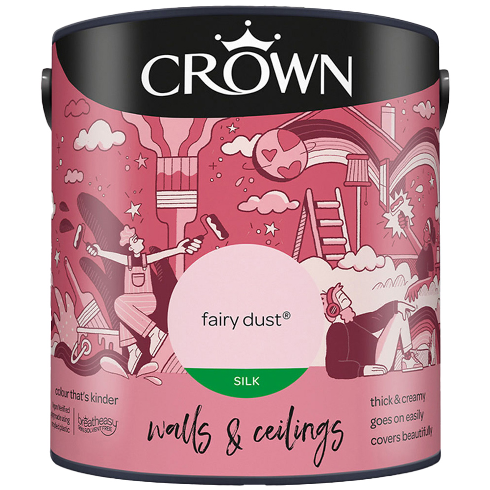 Crown Breatheasy Walls & Ceilings Fairy Dust Silk Emulsion Paint 2.5L Image 2