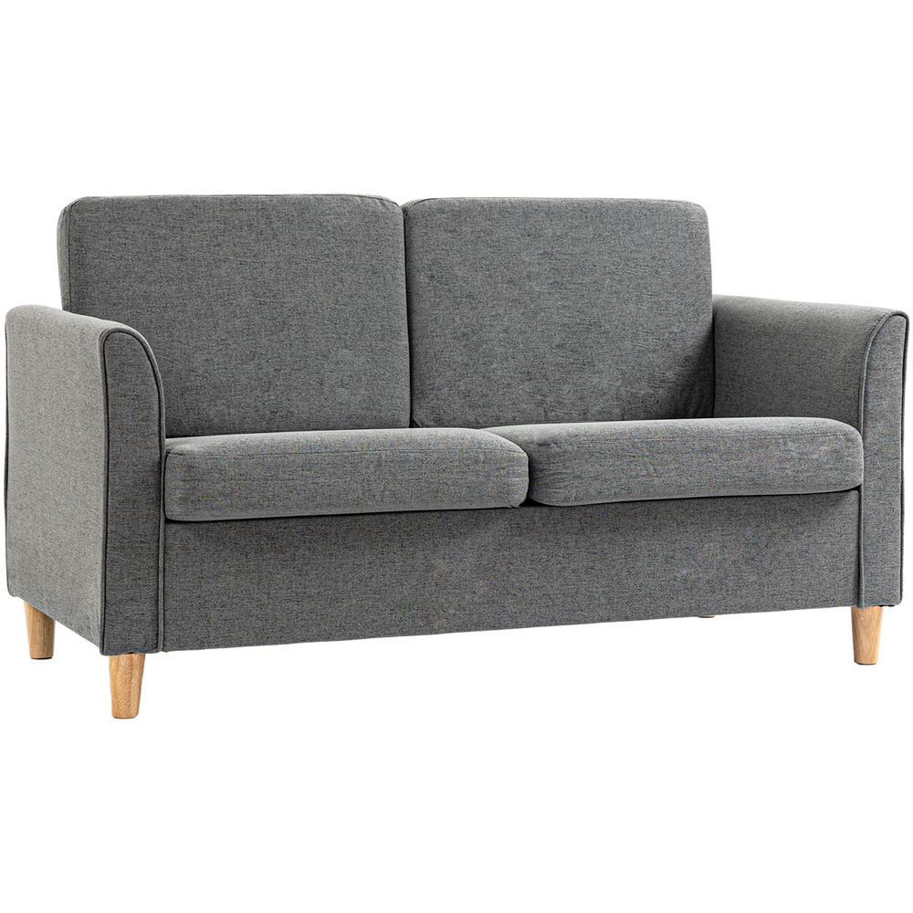 Portland 2 Seater Grey Linen Loveseat Sofa Image 2