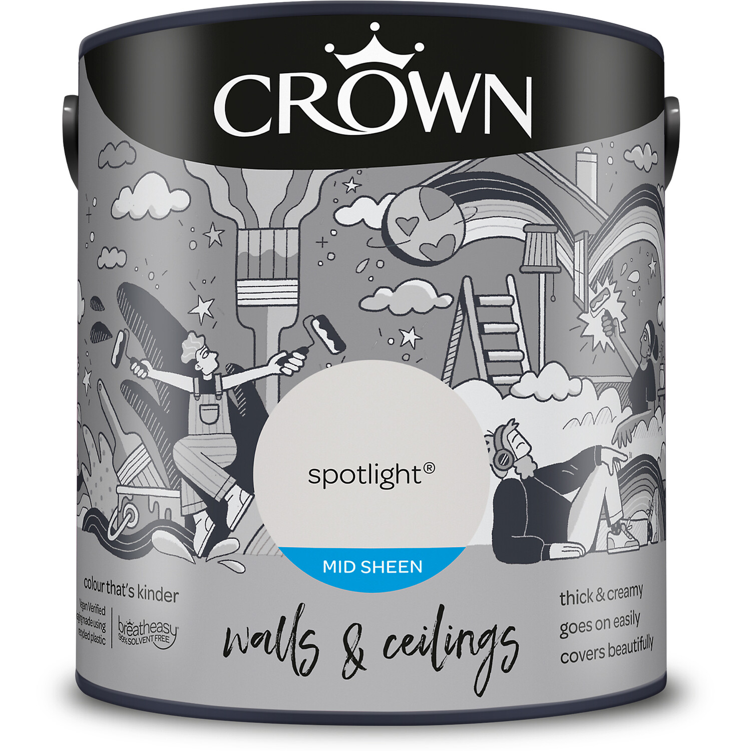 Crown Walls & Ceilings Spotlight Mid Sheen Emulsion Paint 2.5L Image 2