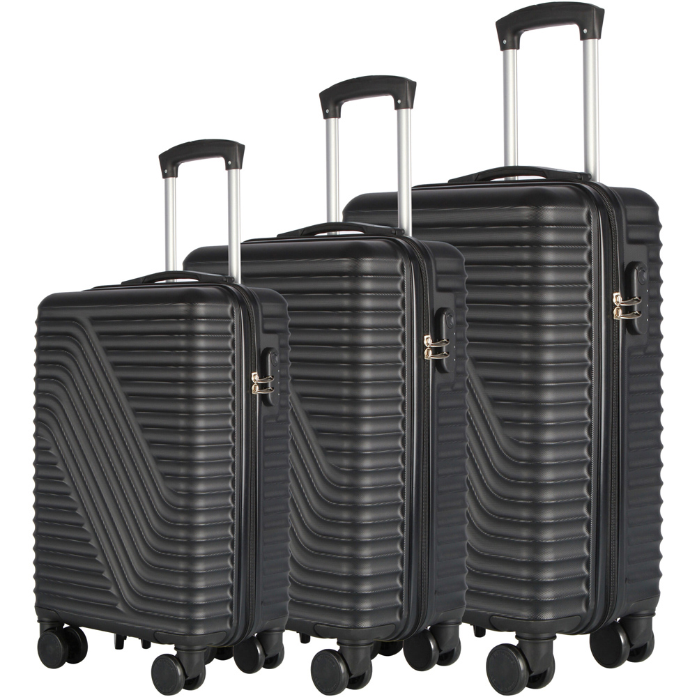 Neo Set of 3 Black Hard Shell Luggage Suitcases Image 1