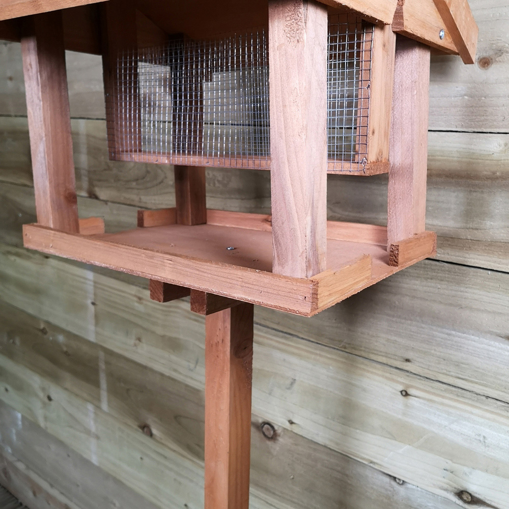 Traditional Wooden Garden Bird Seed Feeder Table Image 3