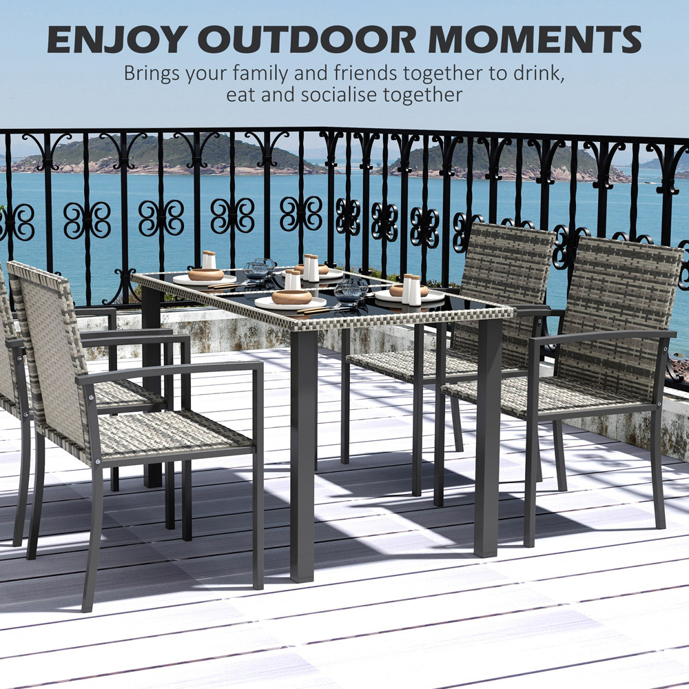 Outsunny Rattan 4 Seater Dining Set Mixed Grey Image 4