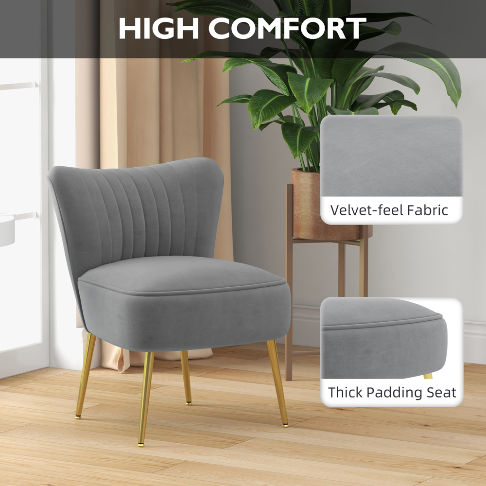 Portland Set of 2 Grey Velvet Touch Accent Chair Image 6
