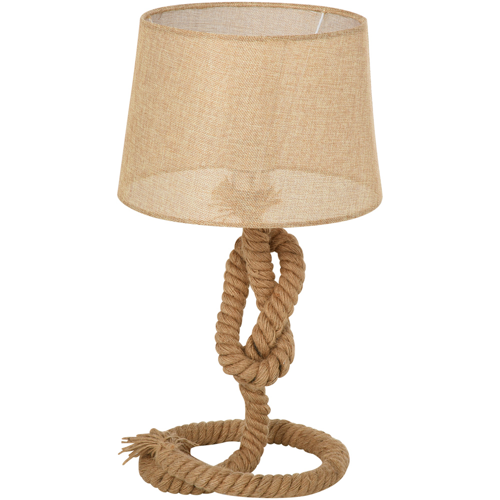 Portland Nautical Style Rope Base Beige Table Lamp Image 1