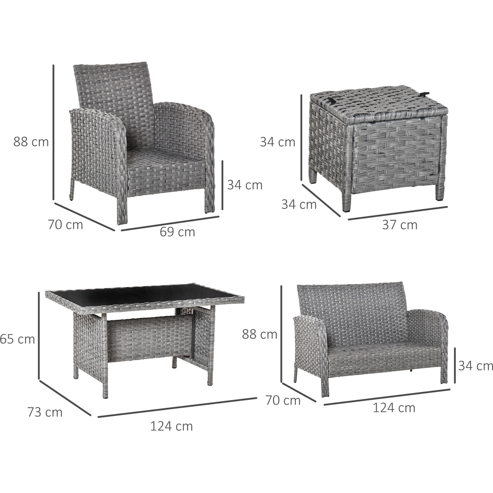 Outsunny 6 Seater Rattan Sofa Lounge Set Grey Image 7
