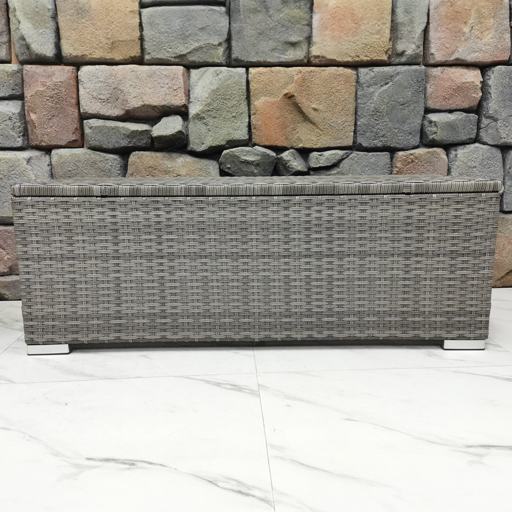 Malay Deluxe New Hampshire Grey Rattan Bench with Cushion Image 1