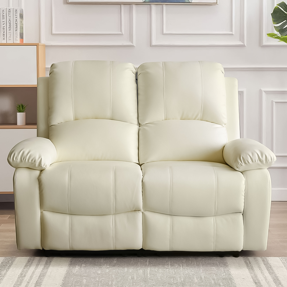 Brooklyn 2 Seater White Bonded Leather Manual Recliner Sofa Image 1