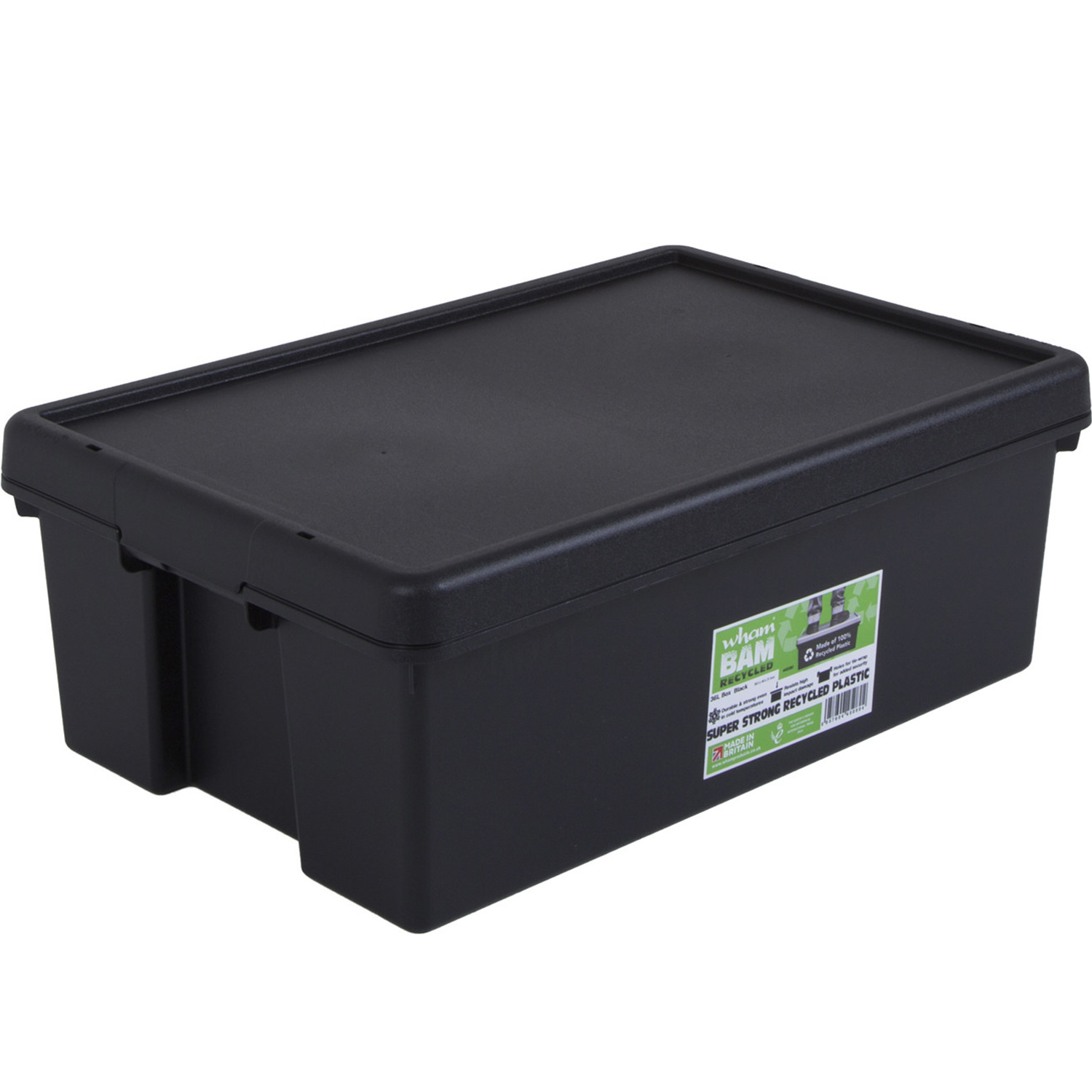 Wham Bam 36L Recycled Black Storage Box with Lid Image