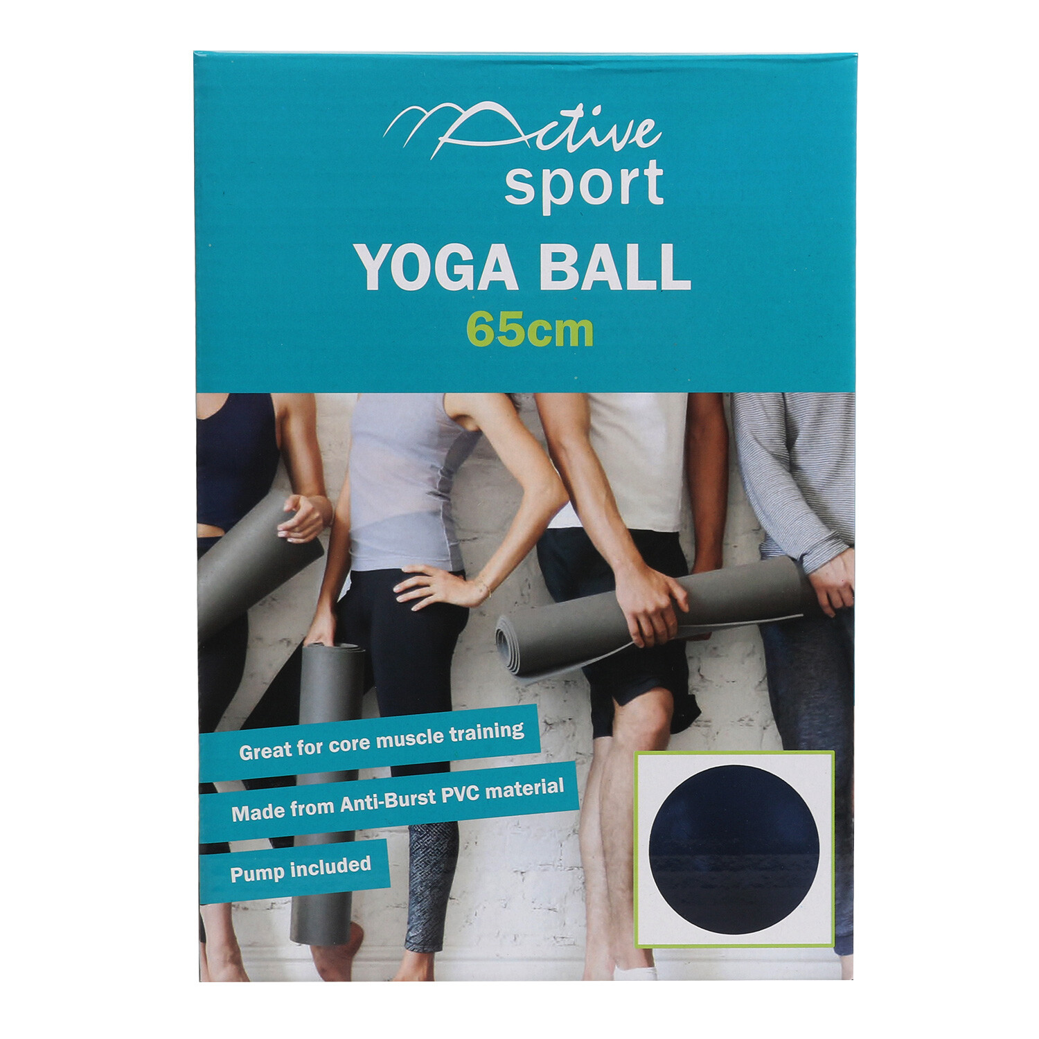 Active Sport 65cm Yoga Ball - Blue Image 1