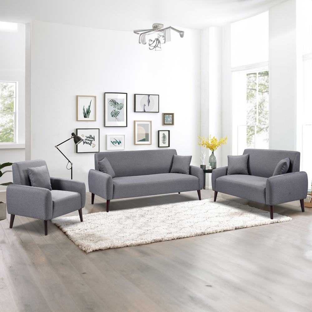 Brooklyn 2+3+1 Seater Grey Linen Sofa Set Image 1