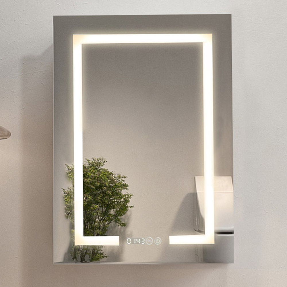Living and Home White Single Door Frameless LED Mirror  Bathroom Cabinet Image 1