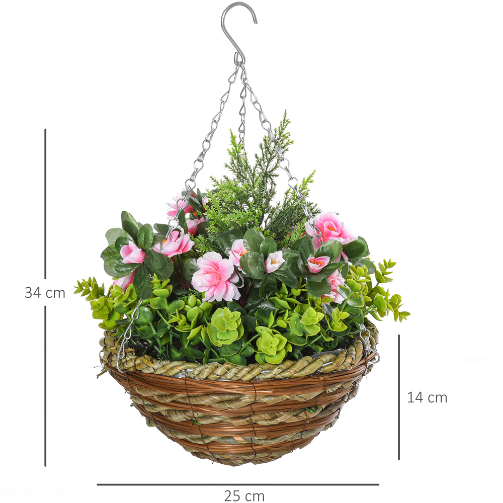 Outsunny Lisianthus Flowers Artificial Plant Basket 2 Pack Image 8
