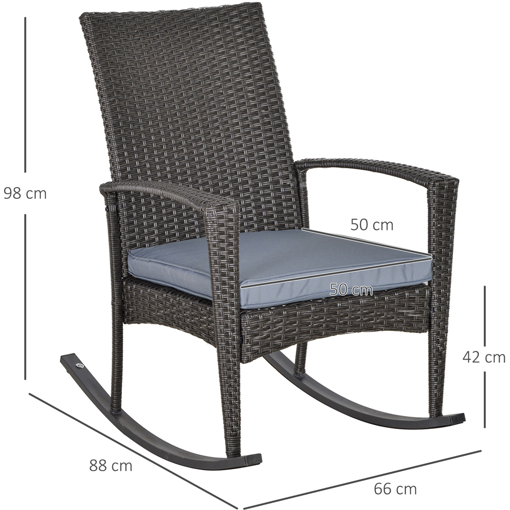 Outsunny Grey PE Rattan Rocking Chair with Cushion Image 8