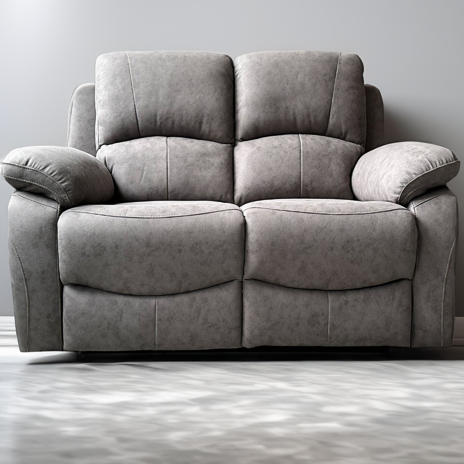 Milano 2 Seater Charcoal Fabric Manual Recliner Sofa Image 1