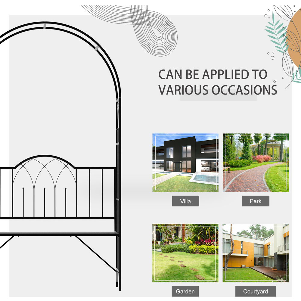 Outsunny 2 Seater 6.6 x 3.7 x 1.9ft Garden Arched Arbour with Trellis Side Image 6