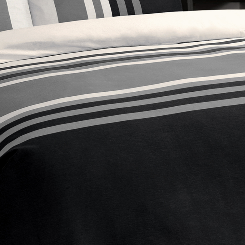 Velosso King Size Black Tonal Stripe Duvet Set Image 3