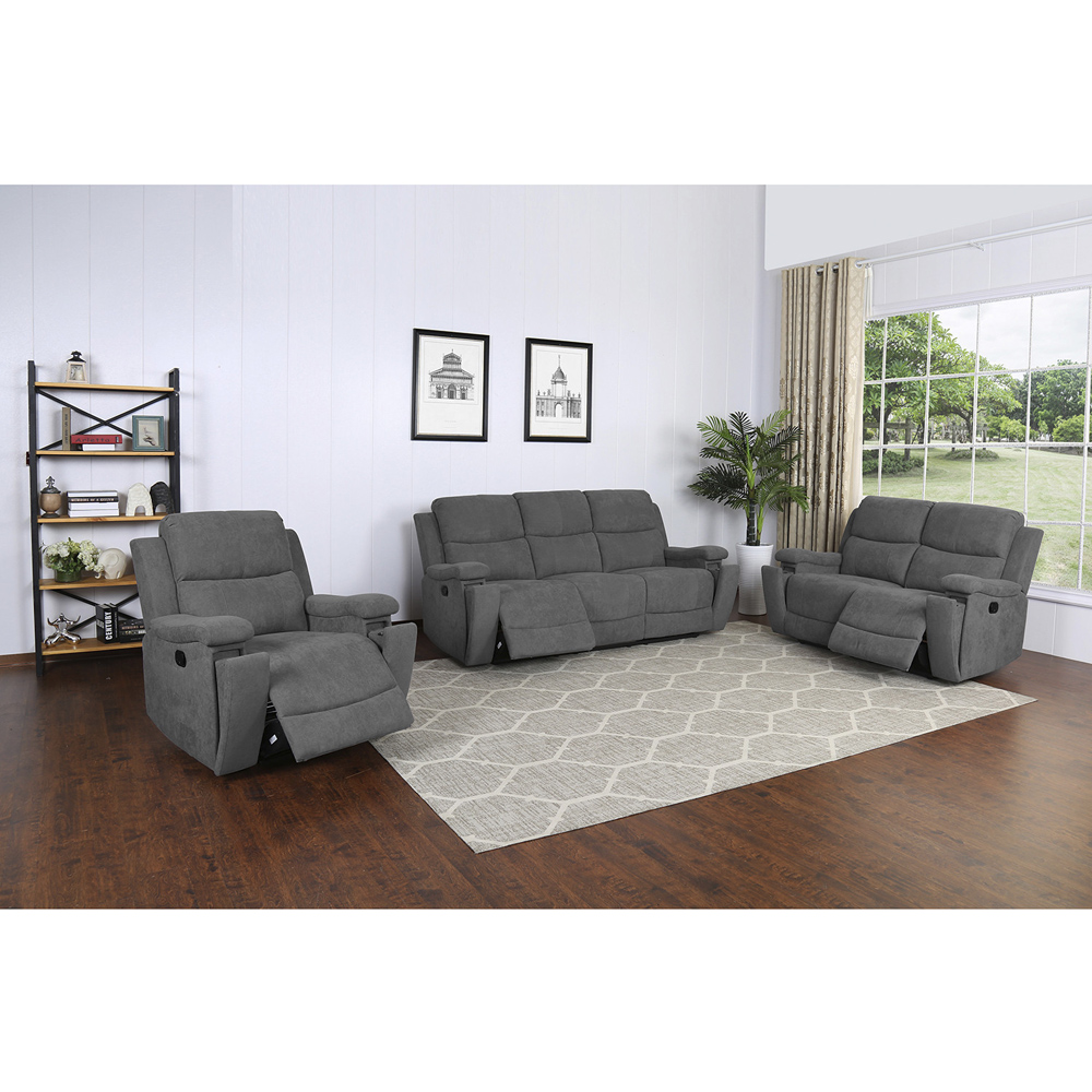 Ledbury 2 Seater Dark Grey Fabric Manual Recliner Sofa Image 3