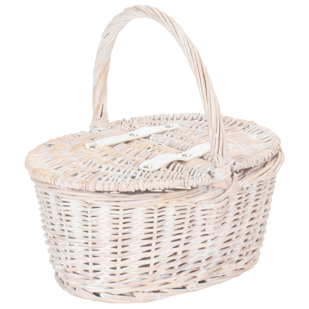 Red Hamper Childs White Wash Lidded Wicker Basket Image 1