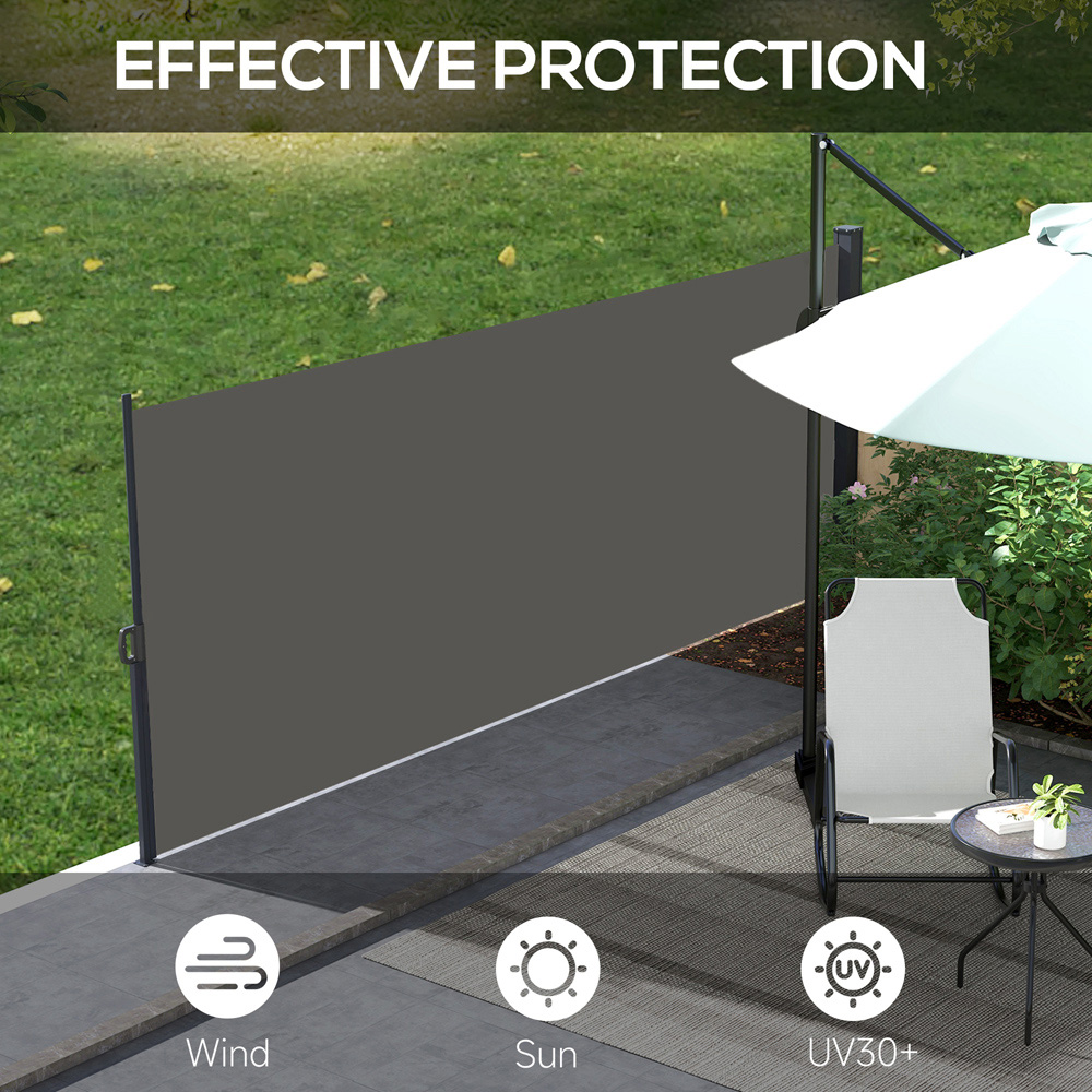Outsunny Dark Grey Retractable Side Awning 4 x 1.6m Image 5