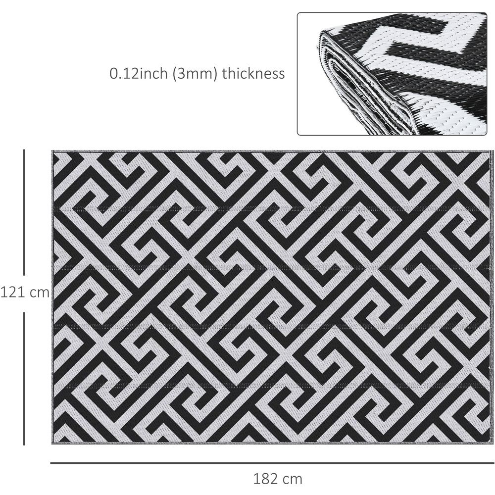 Outsunny Black and White Reversible Outdoor Rug 121 x 182cm Image 7