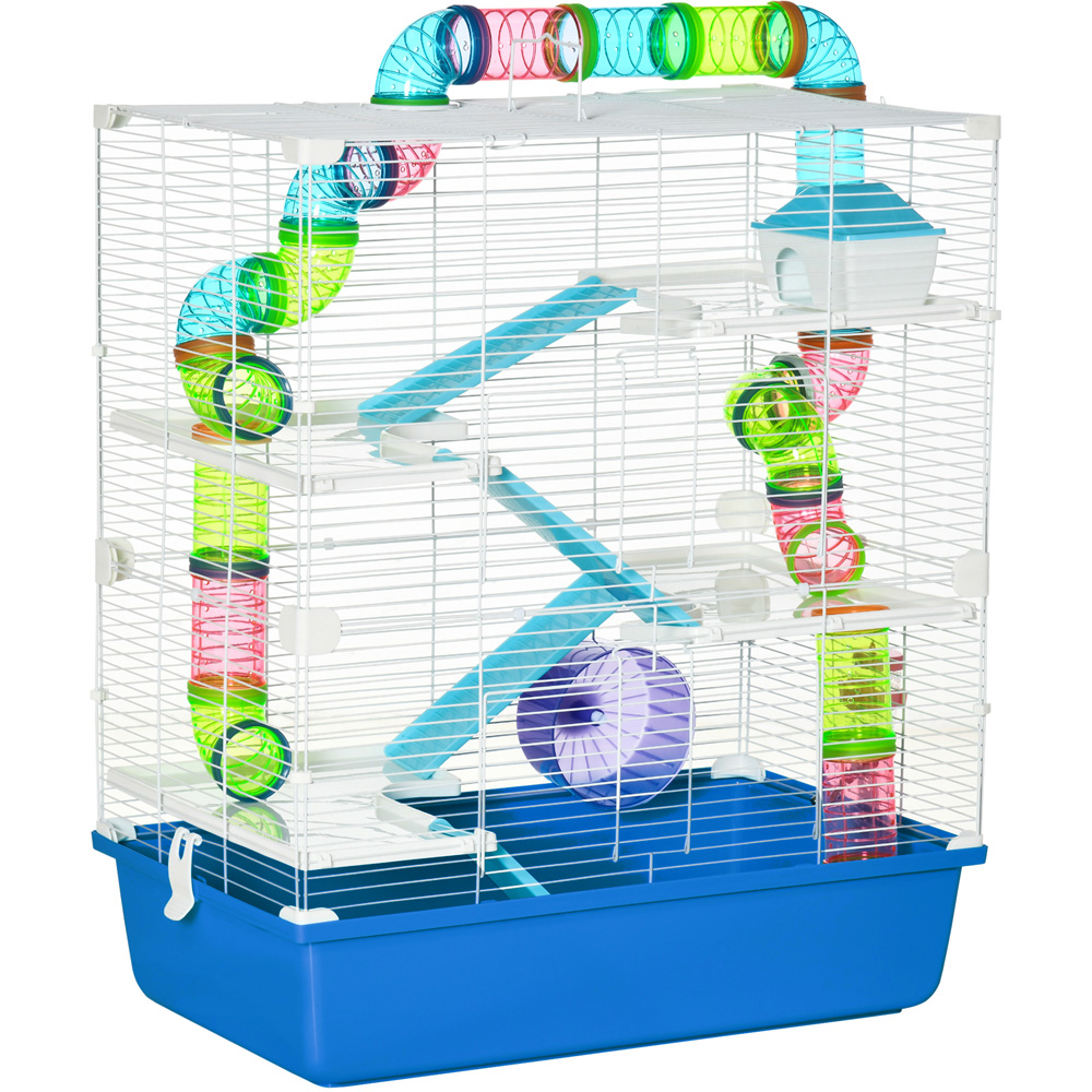 PawHut Blue and White Hamster Cage Image 1