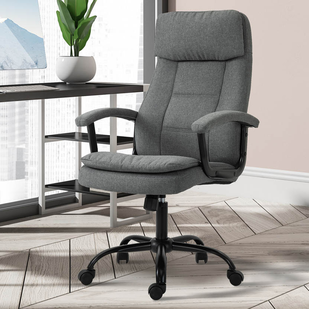Portland Grey Linen Look Swivel Massage Office Chair Image 1