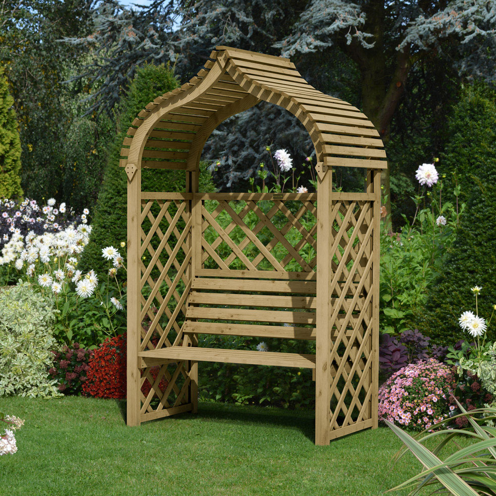 Rowlinson Kashmir 2 Seater Natural Arbour with Slatted Roof Image 6