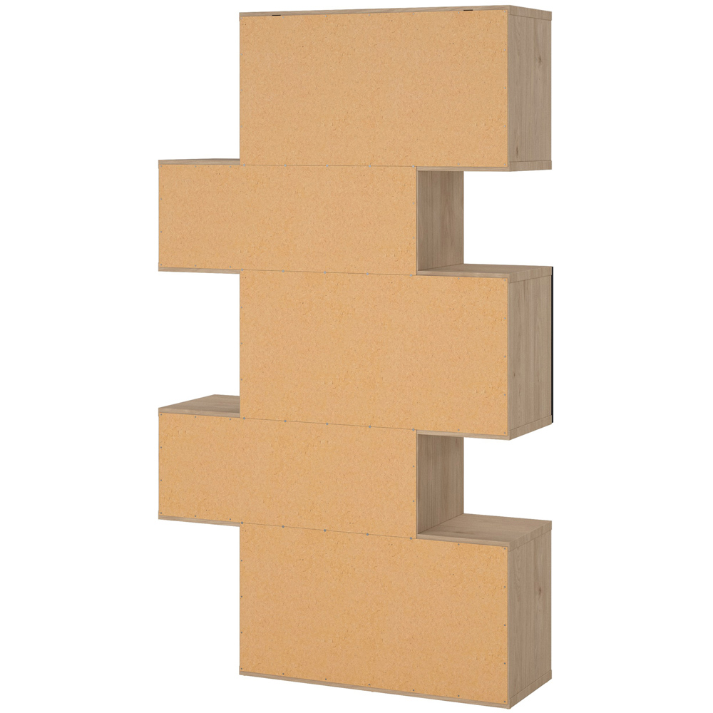 Furniture To Go Maze 3 Door 5 Shelf Jackson Hickory and Black Asymmetrical Bookcase Image 6