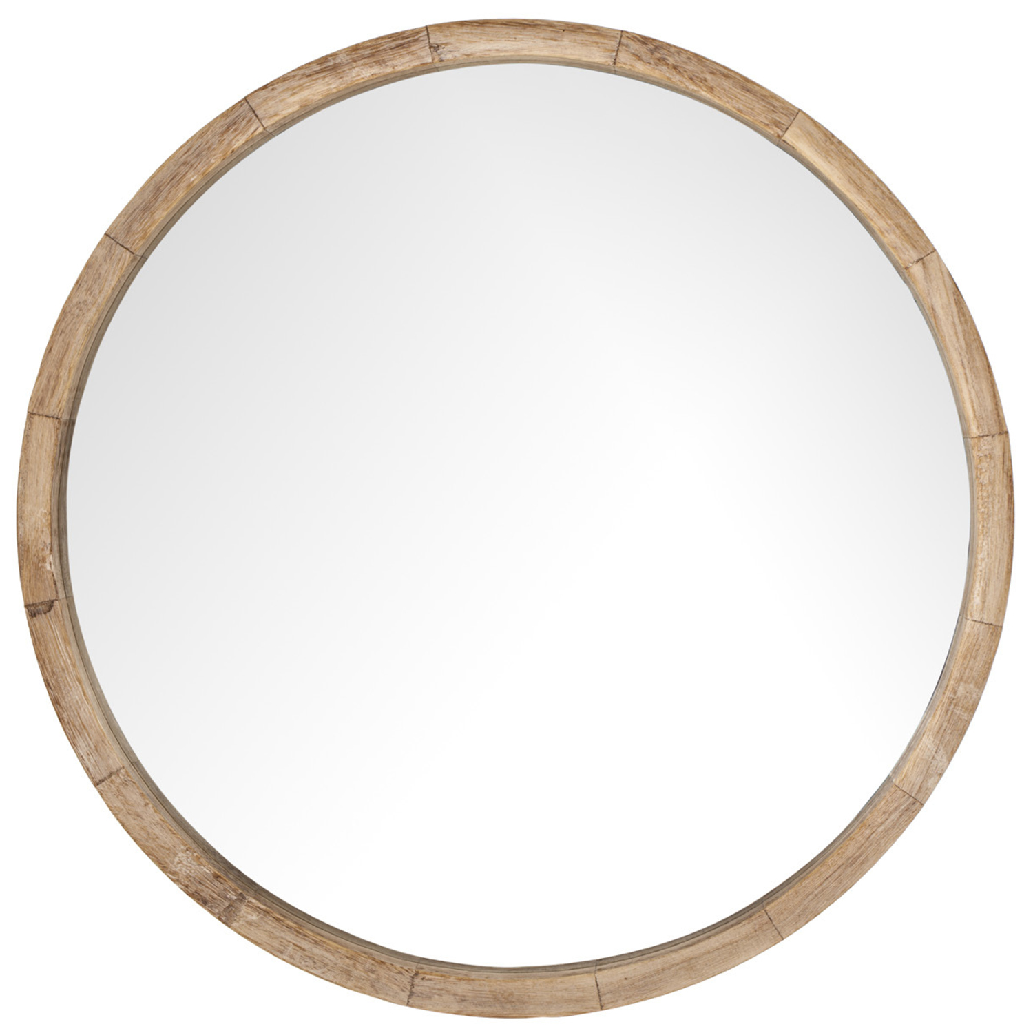 Natural Solid Wood Round Mirror 52cm Image