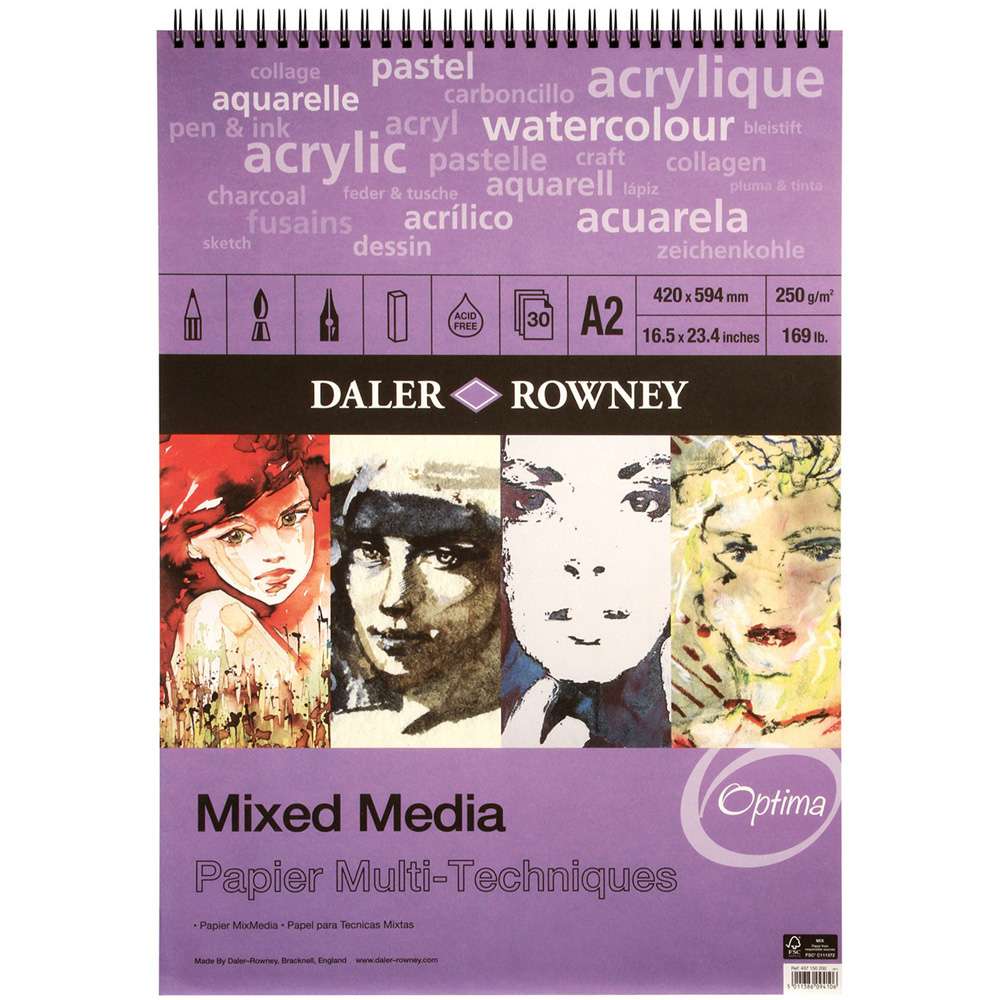 Daler-Rowney Optima Mixed Media Spiral Pad 30 Sheet 250gsm Image