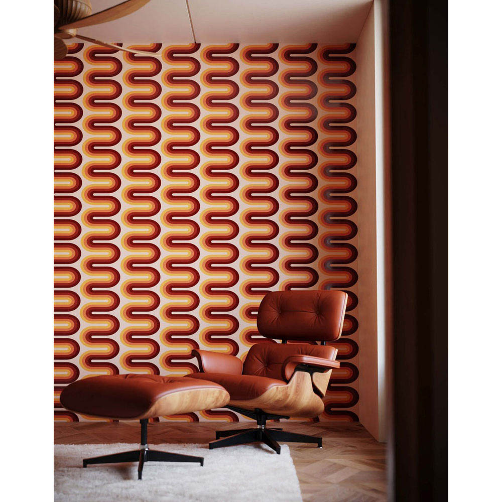 Bobbi Beck Eco Luxury Retro Wiggle Stripe Orange Wallpaper Image 3