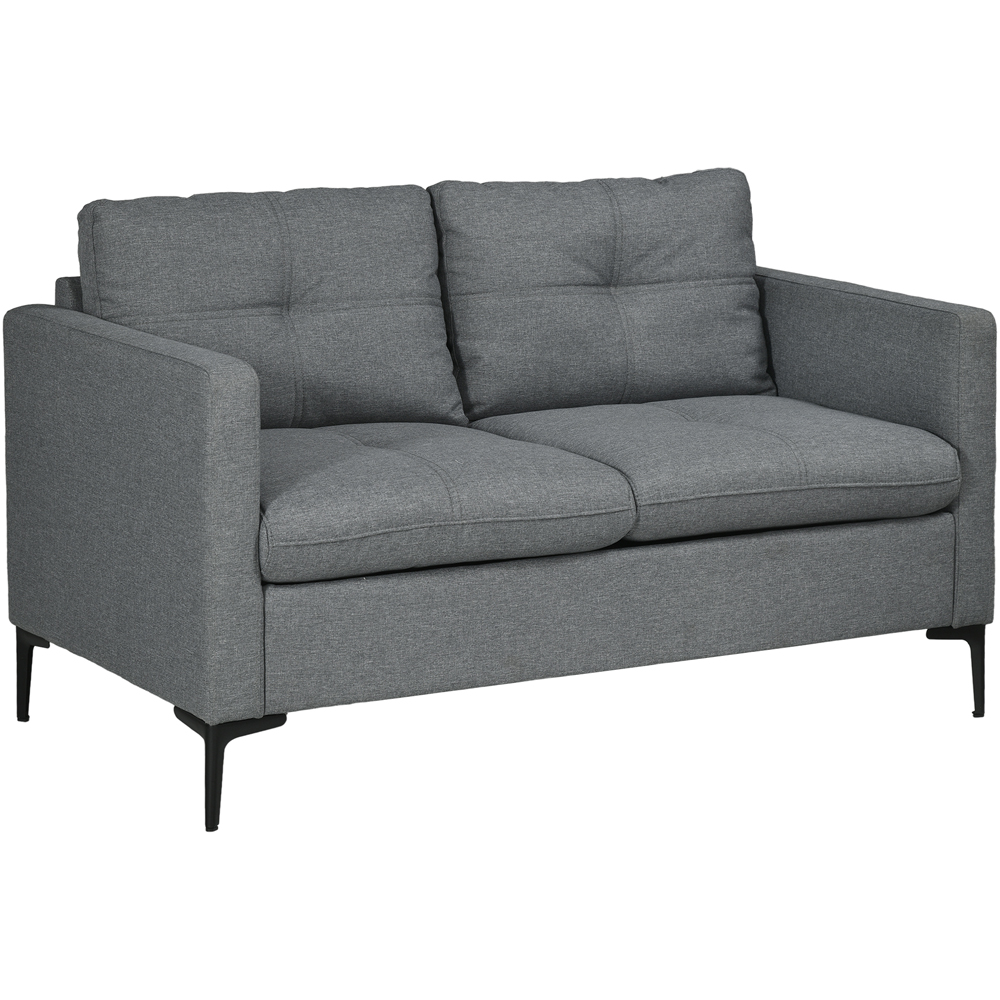 Portland 2 Seater Dark Grey Linen Fabric Loveseat Sofa Image 2