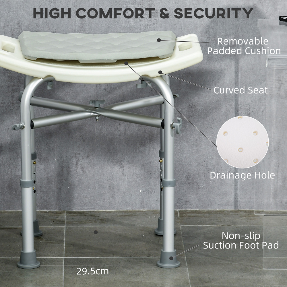 HOMCOM Height Adjustable Aluminium Shower Stool Image 5