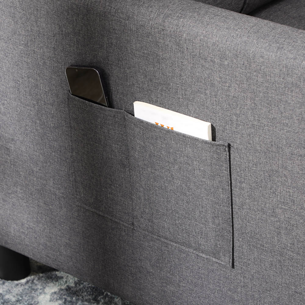 Portland Single Sleeper Grey Linen-Look Folding Pull Out Sofa Bed Image 7