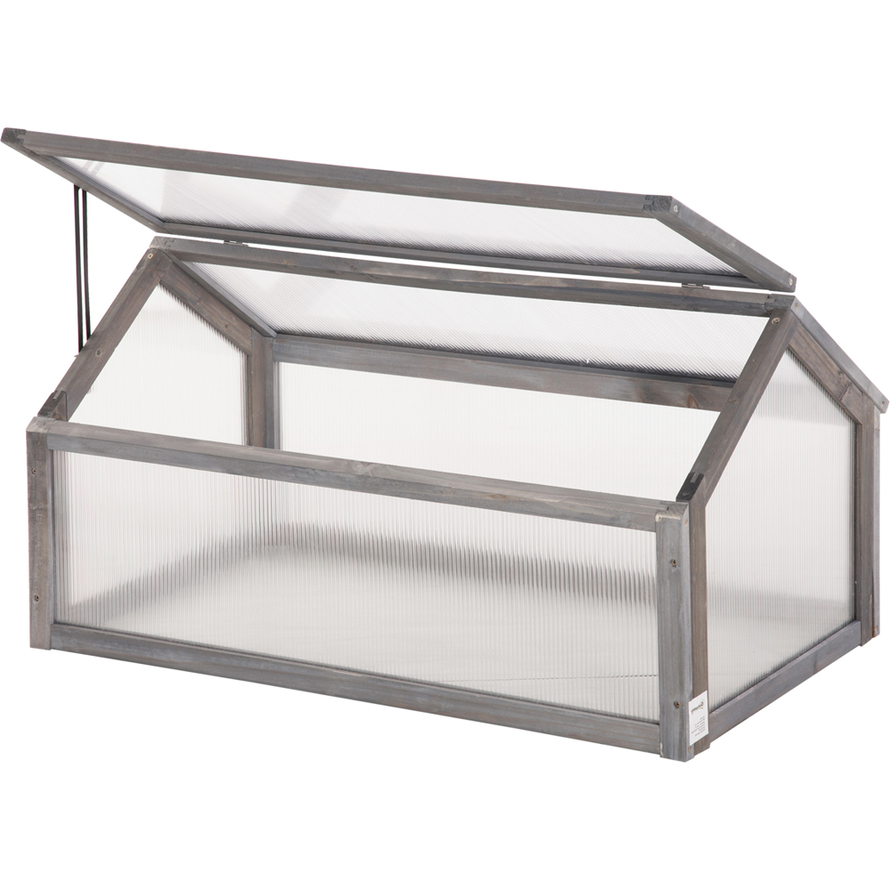 Outsunny Grey Wooden Polycarbonate Cold Frame Image 1