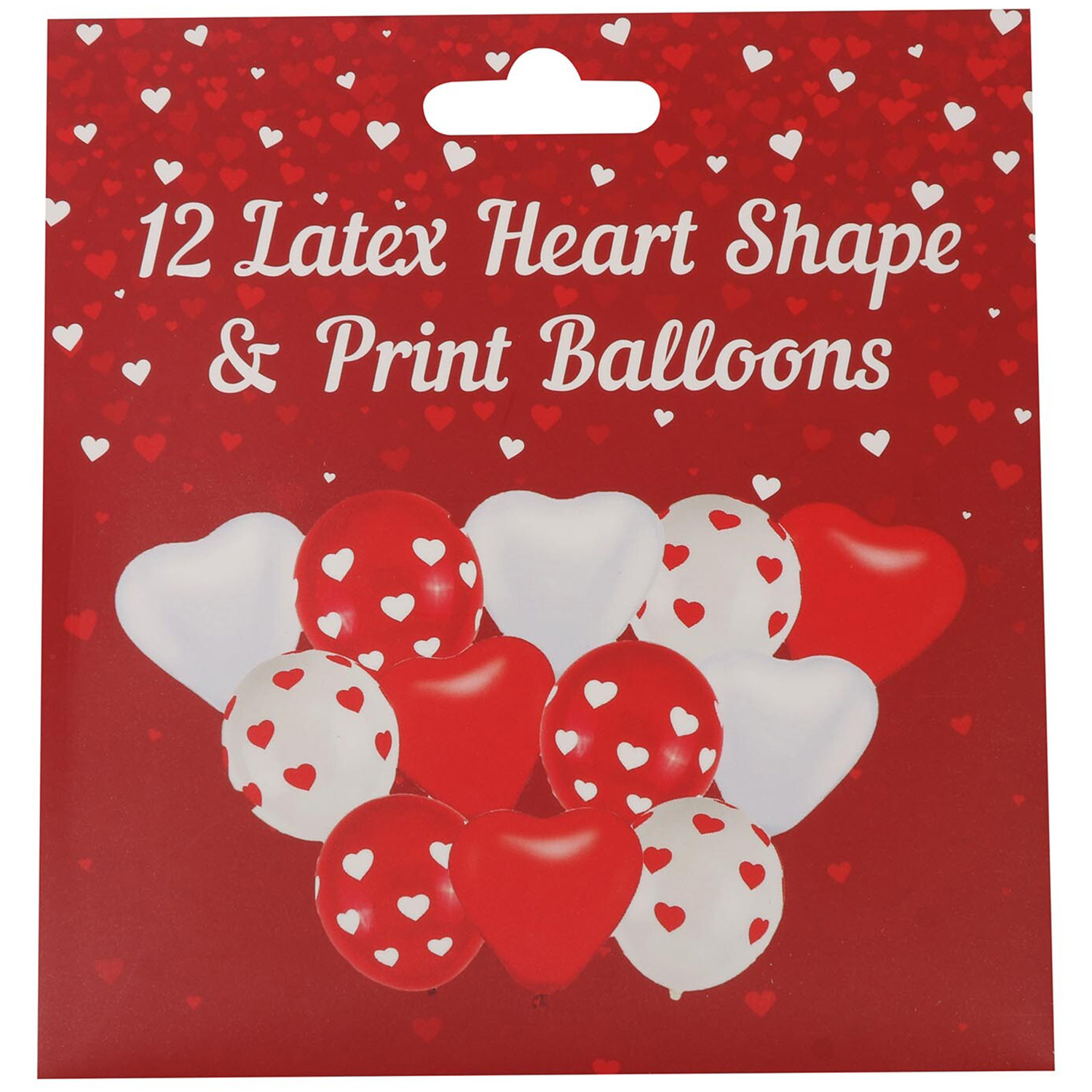 Pack of 12 Heart Shape and Print Balloons - Red Image