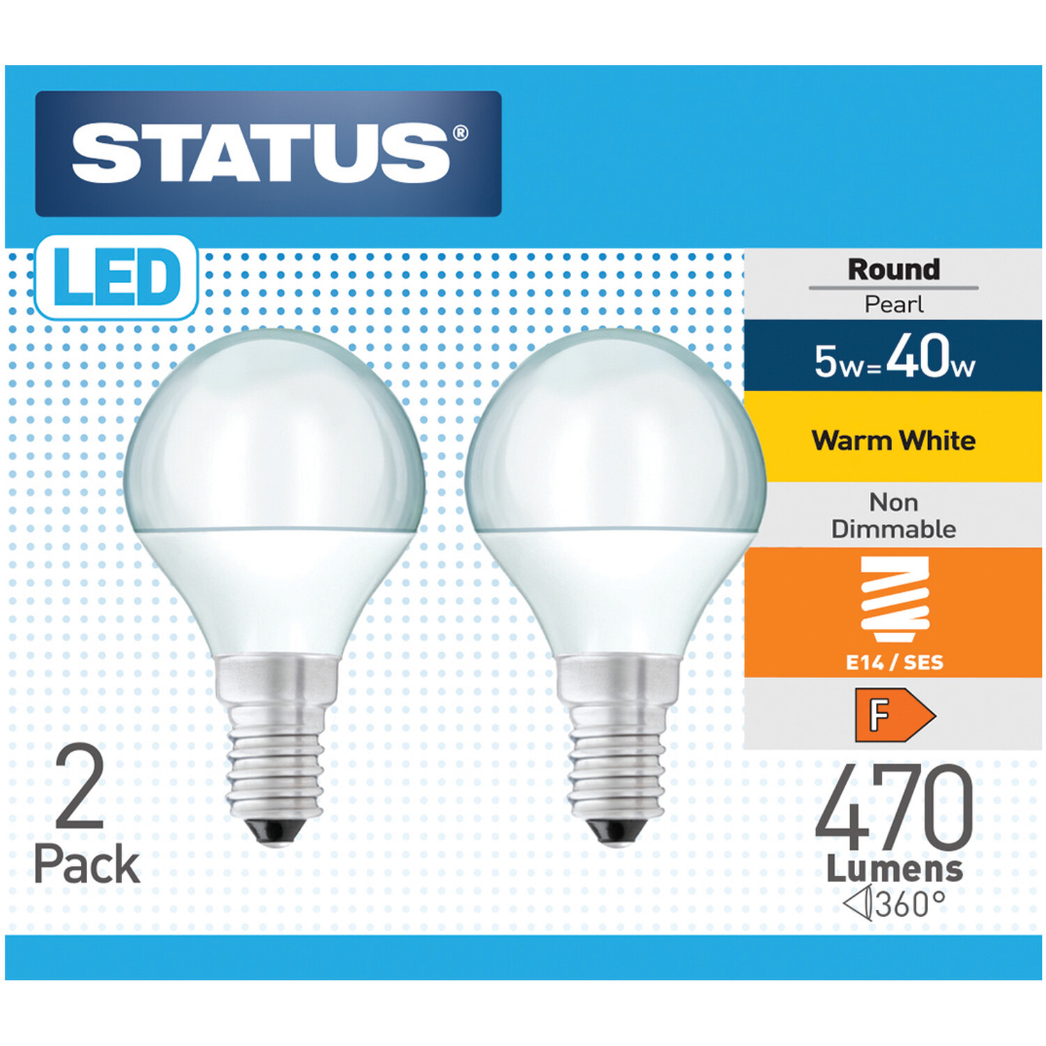 Pack of 2 Status LED 5W Round Pearl Lightbulbs Image 1